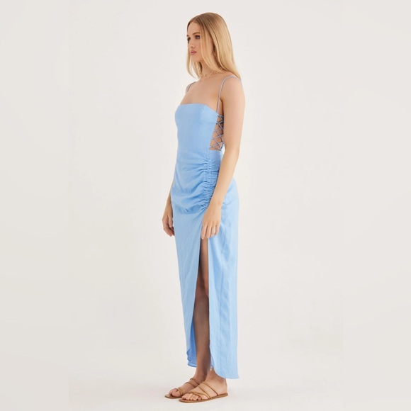 Rumer Pepper Lace Up Maxi Dress in Blue, NWT, Small - Picture 2 of 5